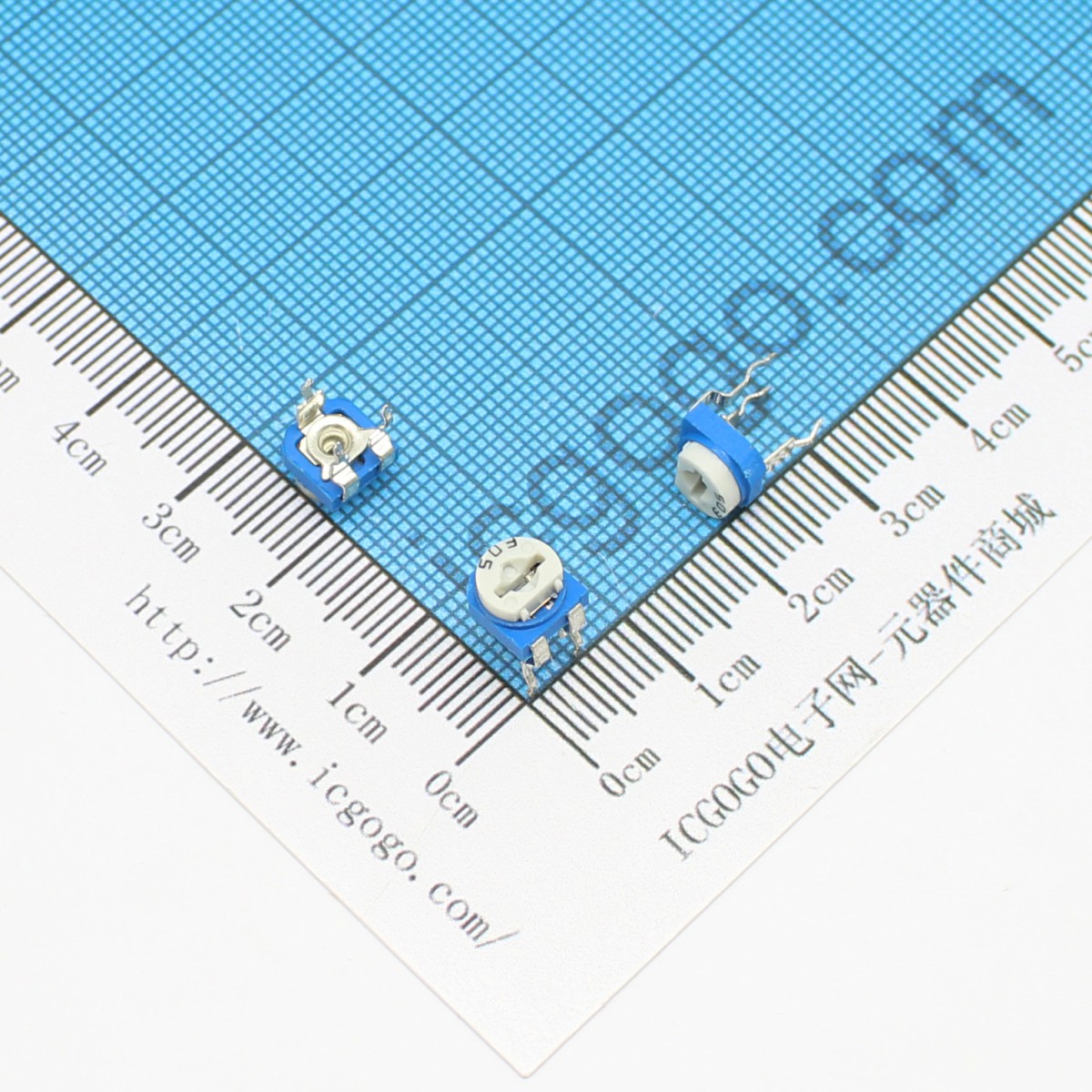 蓝白可调电阻 RM065-503 50K 兰白电位器 卧式顶调 WH06-2 单圈