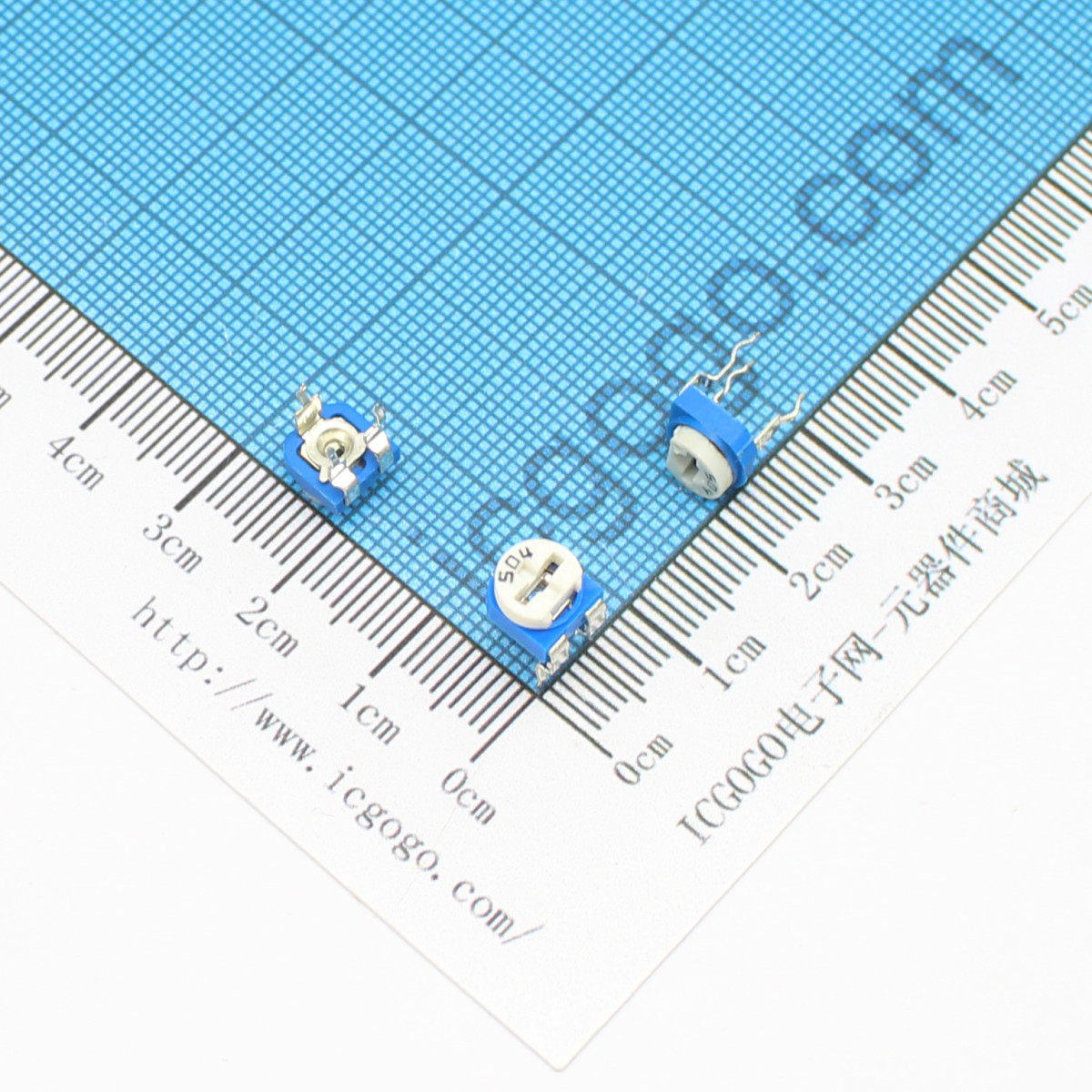 蓝白可调电阻 RM065-504 500KR 兰白电位器 卧式顶调 WH06-2 单圈