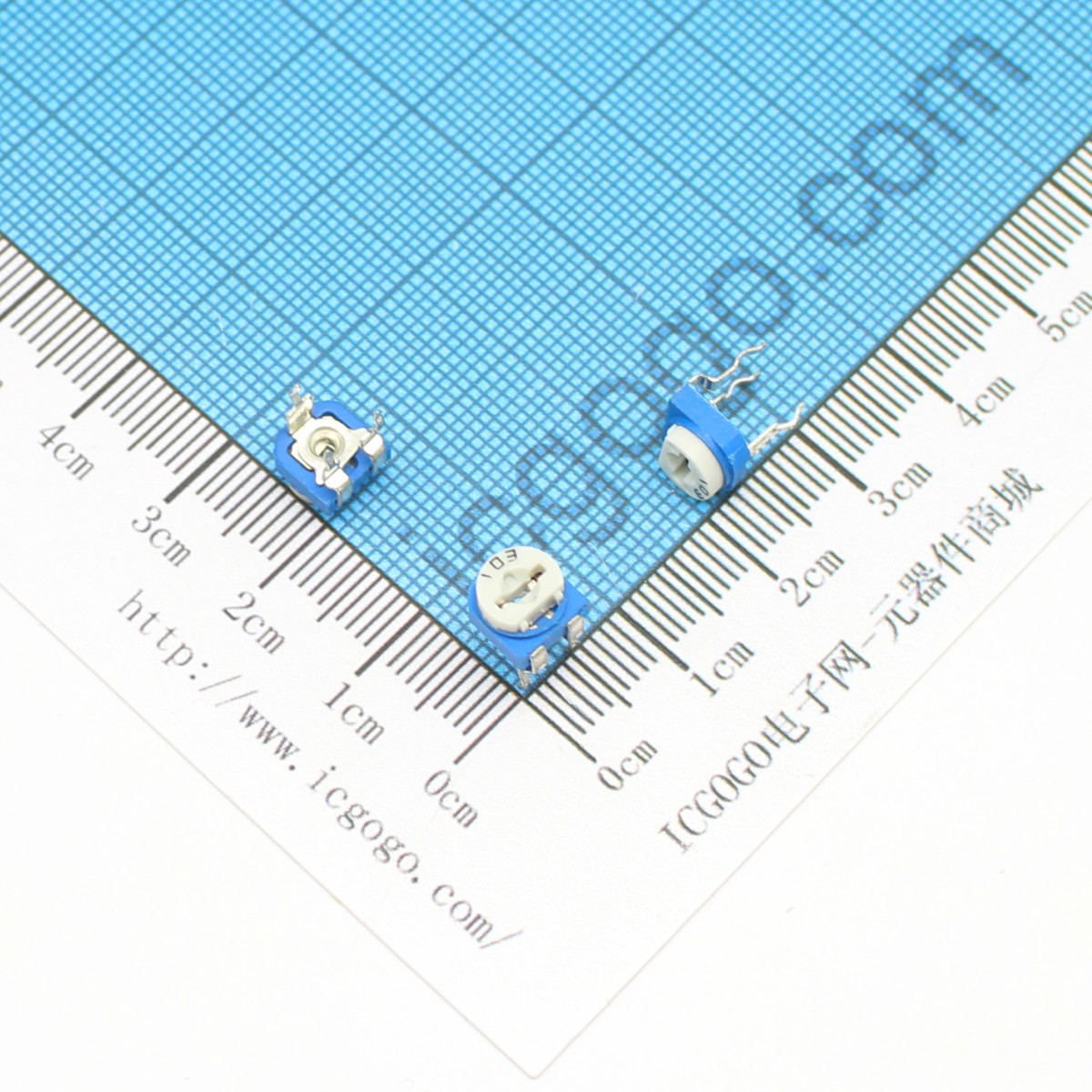 蓝白可调电阻 RM065-103 10KR 兰白电位器 卧式顶调 WH06-2 单圈