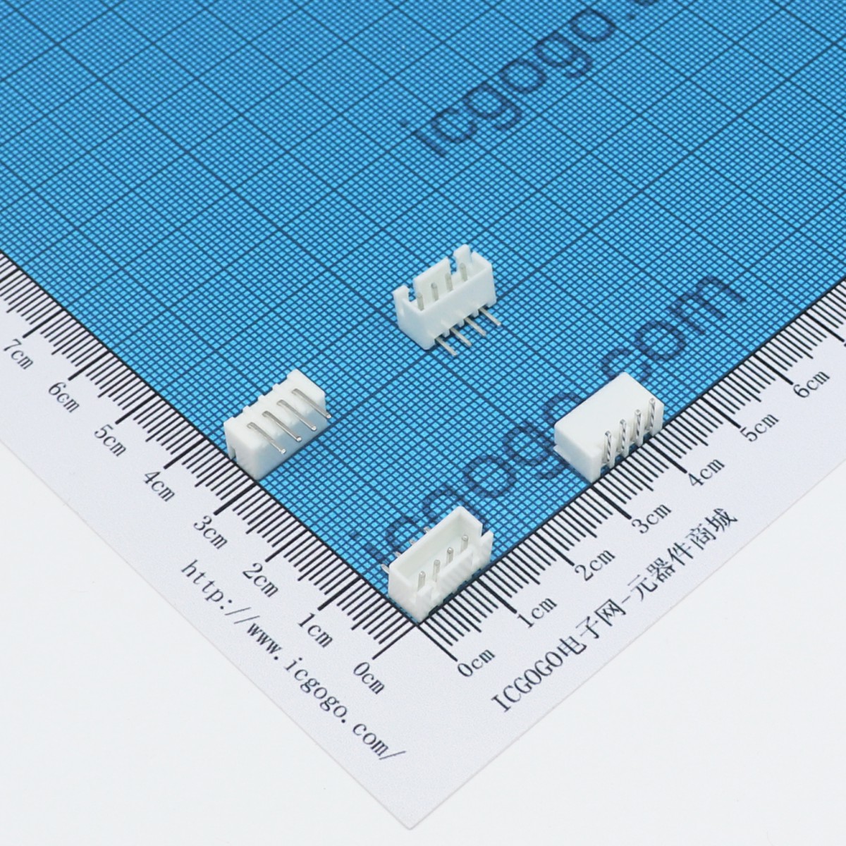 XH白色连接器 弯针座 4PIN XH-4AW 间距2.54MM