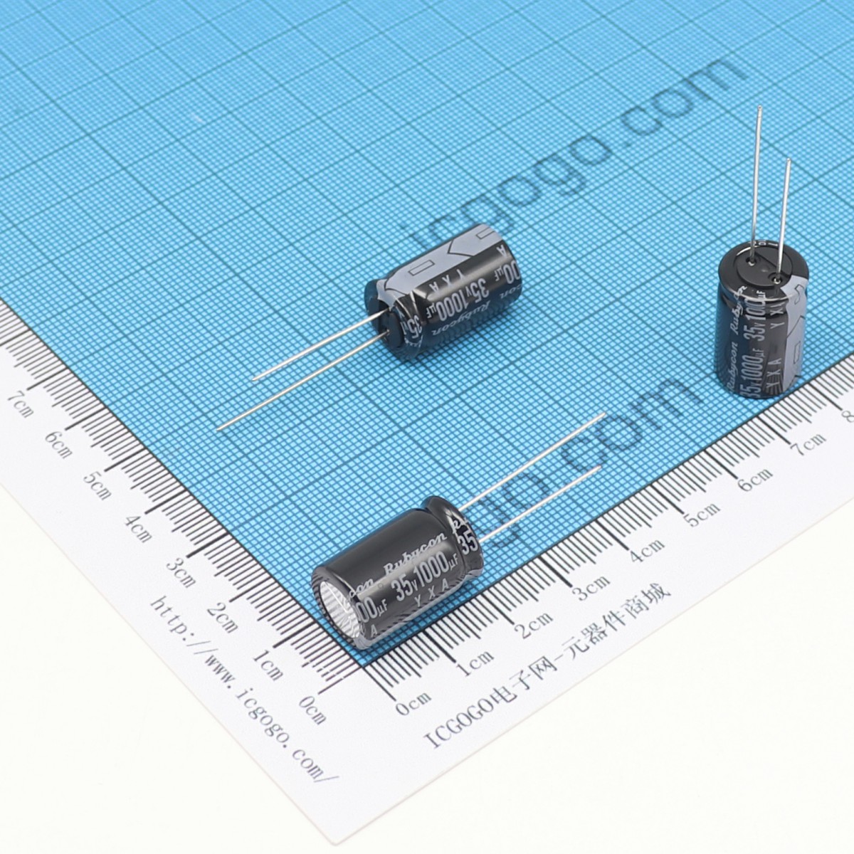 红宝石 直插铝电解电容 35V 1000UF φ 12.5X20mm RUBYCON 35YXA1000M-12.5X20 YXA 标准品 ±20%